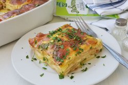 Lasagna cu cartofi si sunca