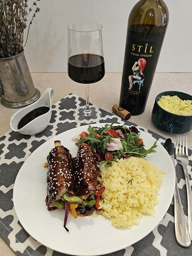 Rulouri de vita cu legume si sos balsamic