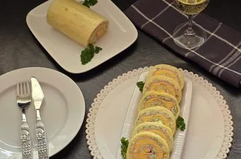 Rulada aperitiv de cascaval cu branza si oua