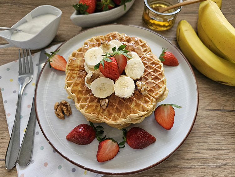 vafe cu banane pentru copii, varianta fara zahar